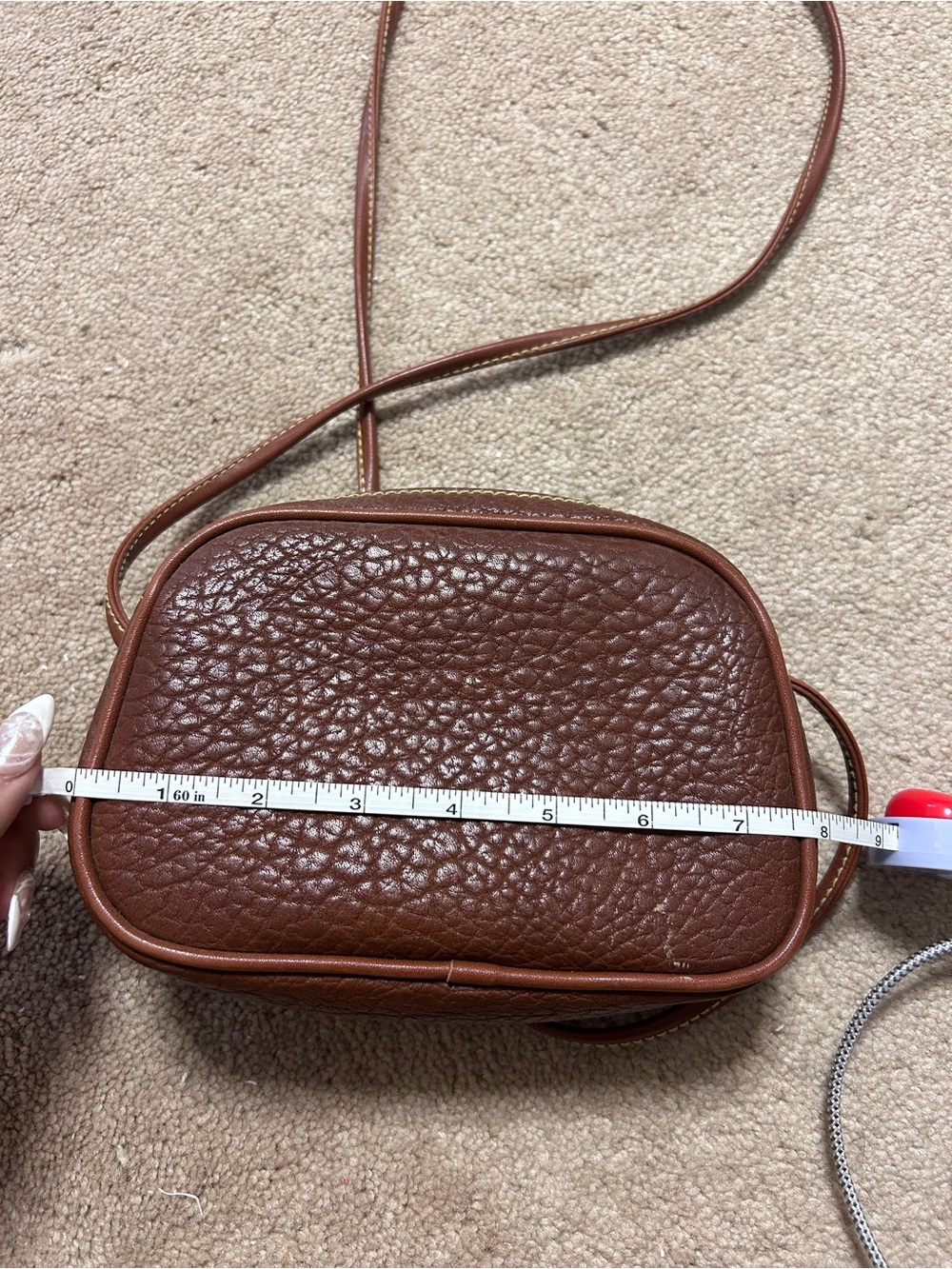 Esprit Chestnut Brown Pebbled Leather Crossbody Bag - Picture 3 of 3